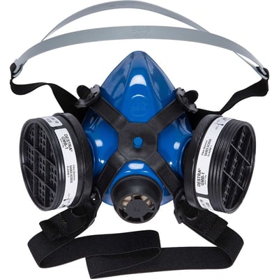 Respirador semifacial com 2 cartuchos para gases ácidos, azul