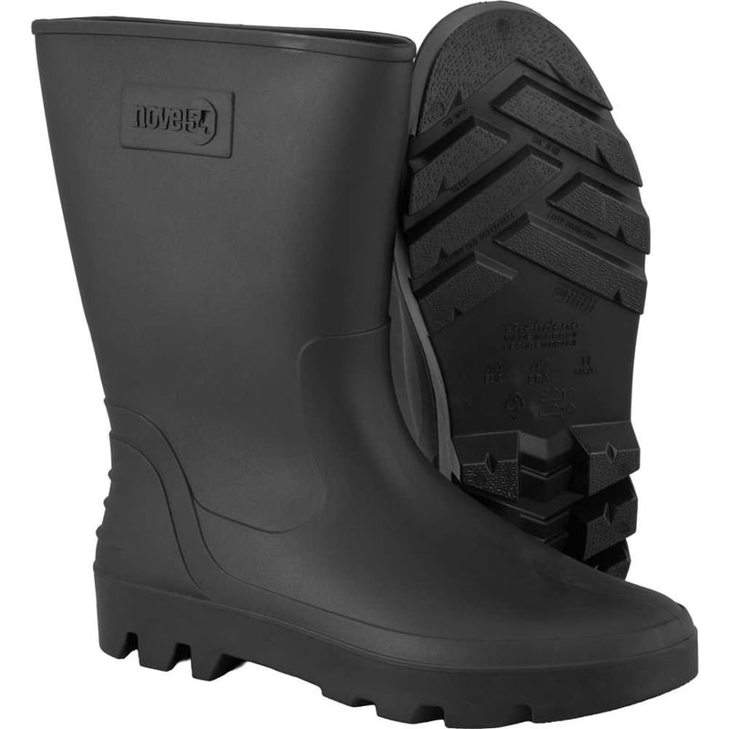 Bota de PVC preta, cano médio, sem forro, 42
