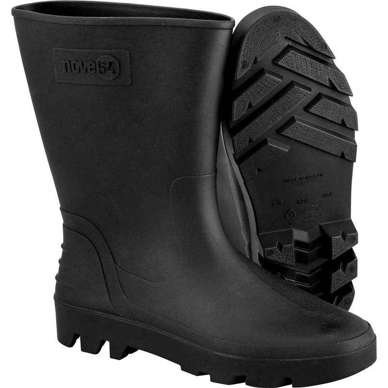 Bota de PVC preta, cano médio, sem forro, 45/46