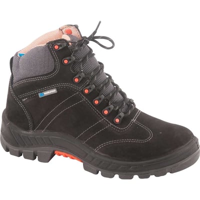 Botina nobuck preta, 39, com solado em poliuretano bidensidade, com cadarço, biqueira de polipropileno, 75BPR29-MSP-BP