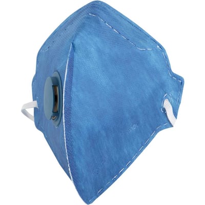 Respirador dobrável, semifacial, sem carvão ativado, com válvula, PFF1, RDV 2102, azul