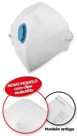 Respirador dobrável, semi facial, sem carvão ativado, com válvula, PFF 1, RDV 2102, branco