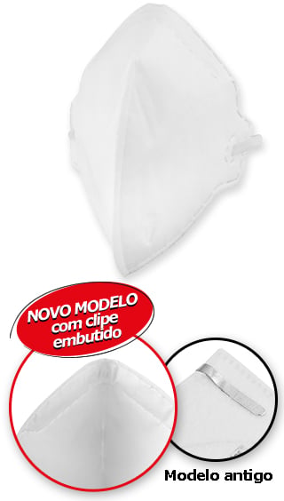 Respirador dobrável, semifacial, sem carvão ativado, sem válvula, PFF2, RDV 2201, branco