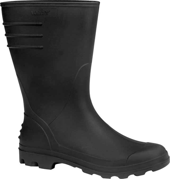 Bota de PVC preta, cano médio, com forro, 40