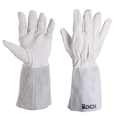 Luva de vaqueta soldador, 9 cm, com reforço, KOCH