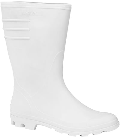 Bota de PVC branca, cano médio, sem forro, 40