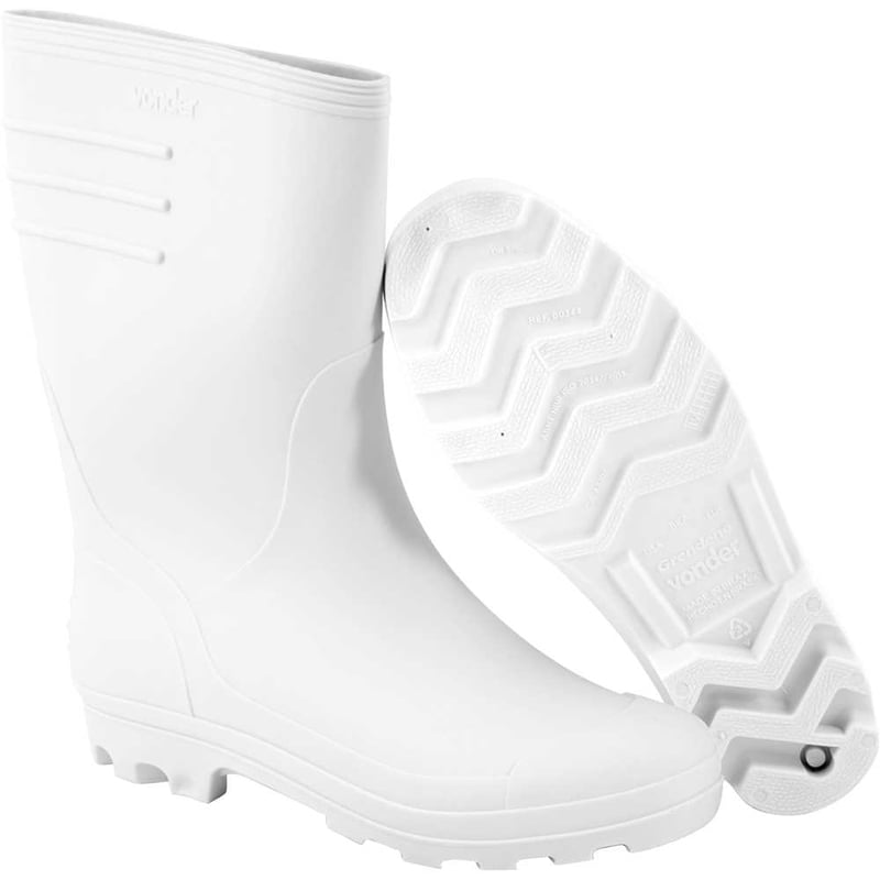 Bota de PVC branca, cano médio, sem forro, 41