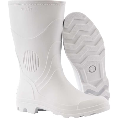 Bota de PVC branca, cano médio, com forro, 45