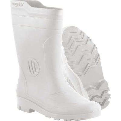 Bota de PVC branca, cano médio, com forro, 40