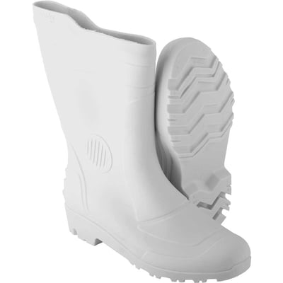 Bota de PVC branca, cano médio, com forro, 42