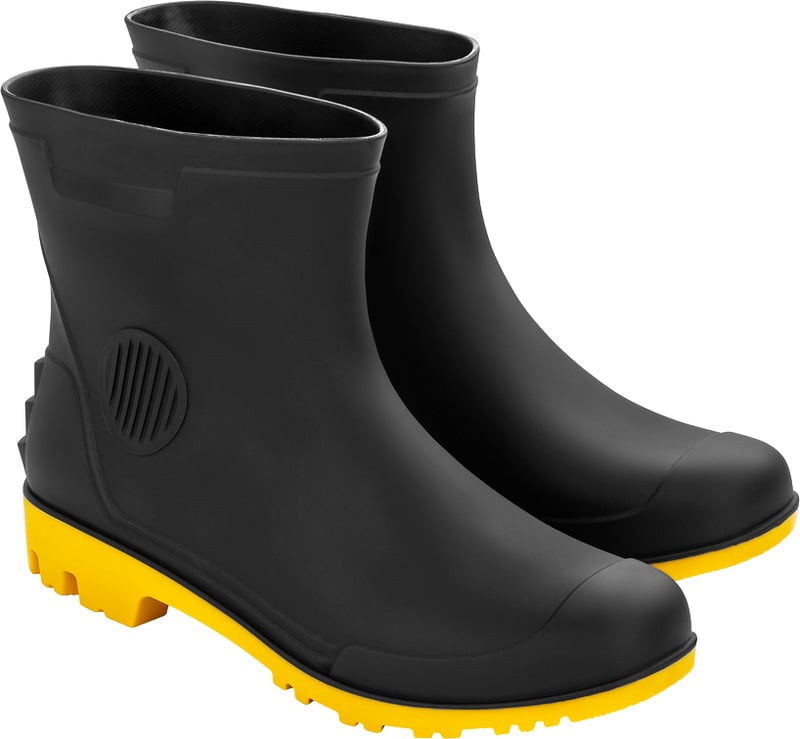 Bota de PVC preta e amarela, cano 3/4, com forro, 39