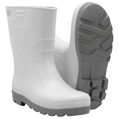 Bota Overtech de EVA, 34/35, sem forro, cano curto, branca com solado cinza