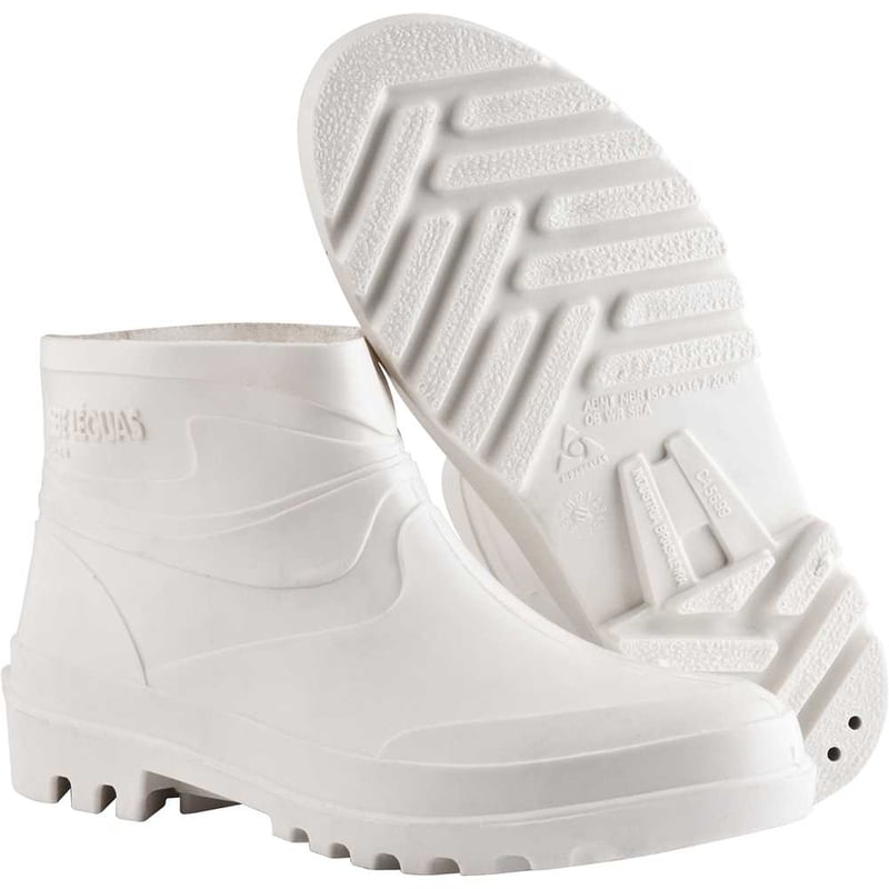 Bota de PVC branca, cano curto, 10 cm, com forro, SL FLEX, 39/40