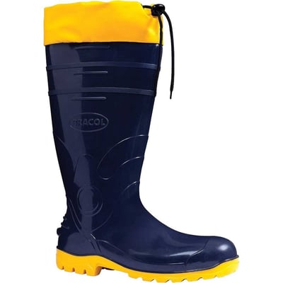 Bota de PVC com cano longo, 41, azul e amarela, com polaina, Acqualev, 85BPL600PL