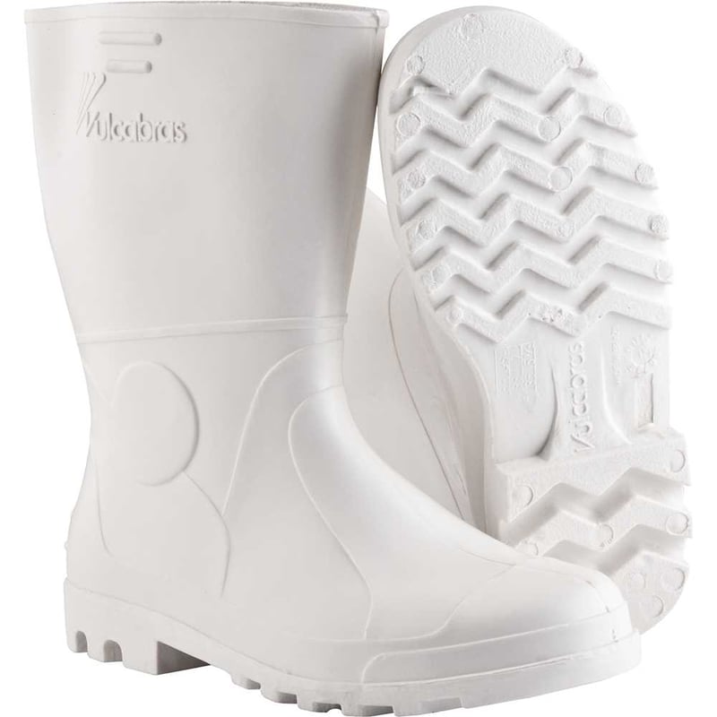 Bota de PVC branca, cano curto, com forro, 38