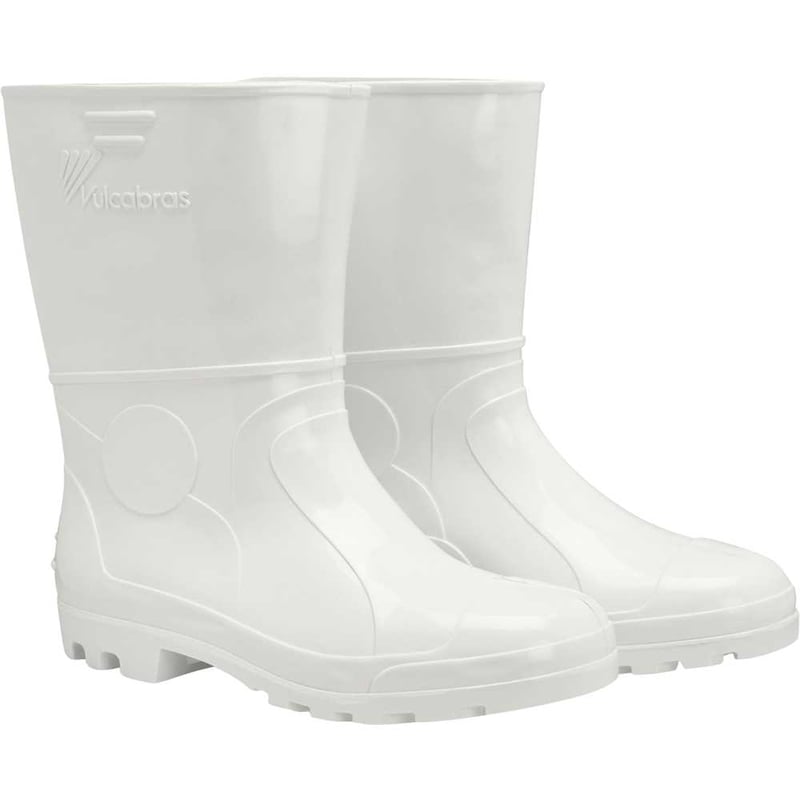 Bota de PVC branca, cano curto, sem forro, 34/35