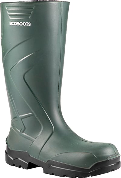Bota em poliuretano, cano longo verde com solado preto, nº 41, Polytech, 91BPUL600