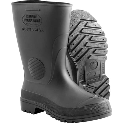 Bota de PVC preta, cano médio, sem forro, 38/39
