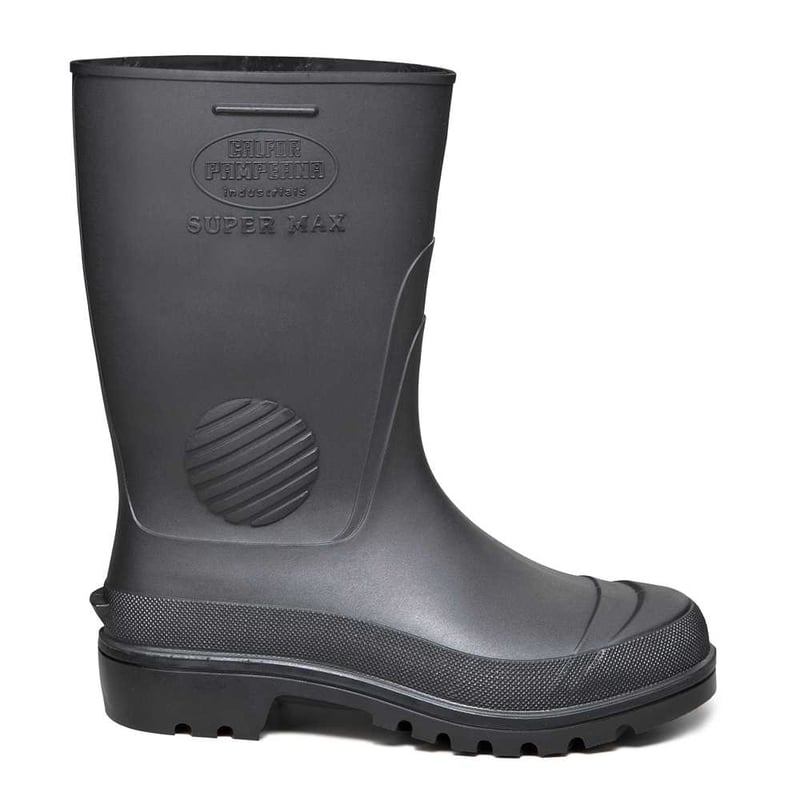 Bota de PVC preta, cano médio, Sem forro, 41