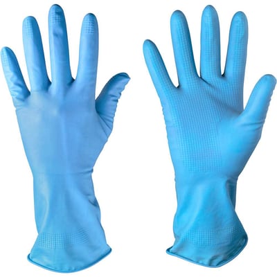 Luva de látex, tamanho M, 32 centímetros, cor azul, antiderrapante, com forro