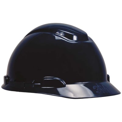 Capacete azul escuro, suspensão com ajuste fácil e jugular de tecido, aba frontal, H 700