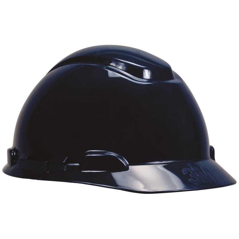 Capacete azul escuro, suspensão com ajuste fácil e jugular de tecido, aba frontal, H 700