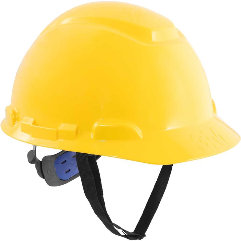 Capacete amarelo, suspensão com ajuste fácil e jugular de tecido, aba frontal, H 700