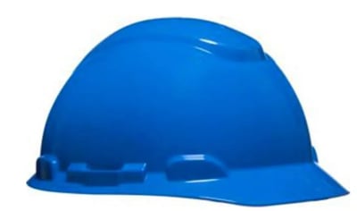 Capacete azul claro, suspensão com ajuste fácil e jugular de tecido, aba frontal, H 700