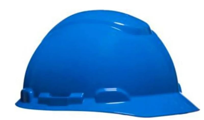Capacete azul claro, suspensão com ajuste fácil e jugular de tecido, aba frontal, H 700