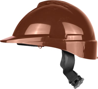 Capacete com aba frontal, marrom, com catraca e jugular, Milenium, 904909
