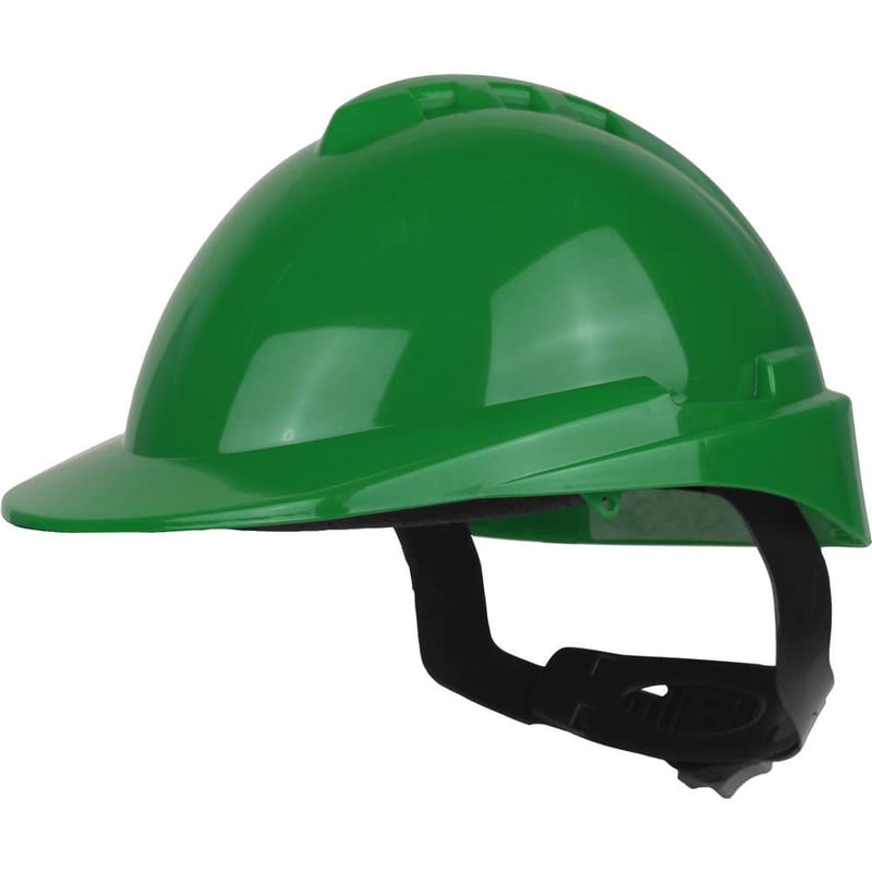 Capacete com aba frontal, verde, com catraca e jugular, Milenium, 904911