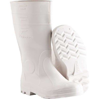 Bota de PVC branca, cano longo, com forro, 39