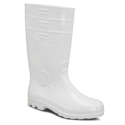 Bota de PVC branca, cano longo, com forro, 42