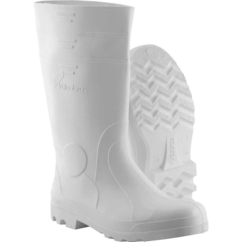Bota de PVC branca, cano longo, com forro, 46/47