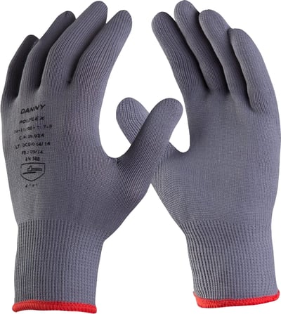 Luva tricotada de nylon, tam. G, cinza, Poliflex, DA11100