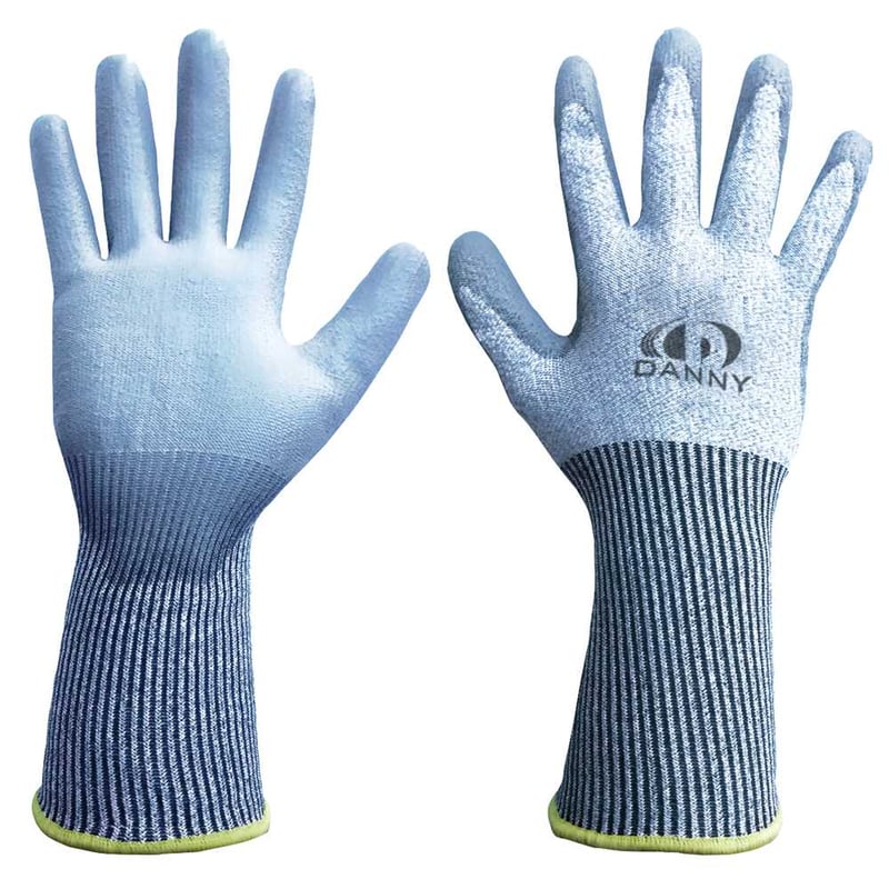 Luva de polietileno resistente a cortes, tamanho G, punho longo, com revestimento de poliuretano na palma, DA-45.400L