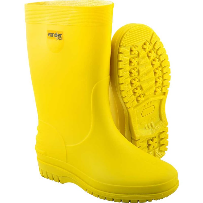 Bota de PVC, amarela, com forro, 34/35