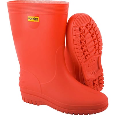 Bota de PVC, vermelha, com forro, 38/39