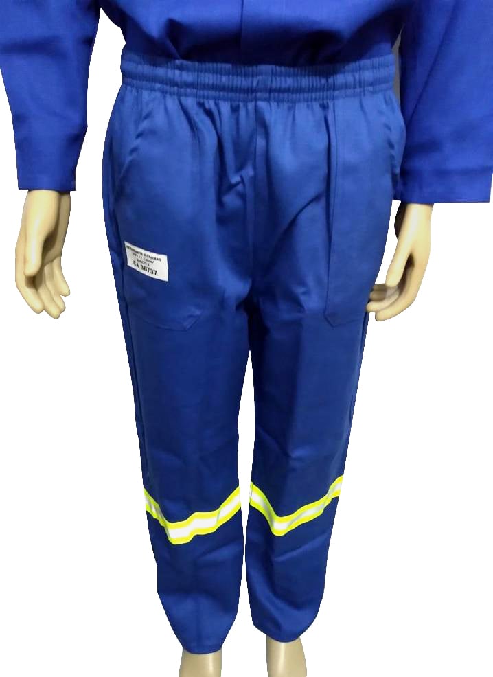 Calça de segurança para eletricista, azul com faixa refletiva verde, tamanho P, 9437