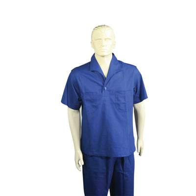 Camisa brim azul, manga curta, tamanho M, 50, sem botão, SANTANENSE UNILEVE