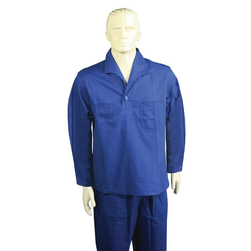 Camisa brim azul, manga longa, tamanho M, 50, sem botão, SANTANENSE UNILEVE