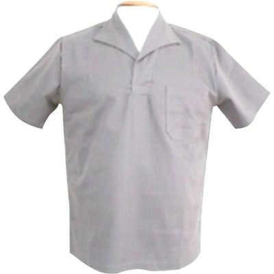 Camisa brim cinza, manga curta, tamanho G, 54, sem botão, SANTANENSE UNILEVE