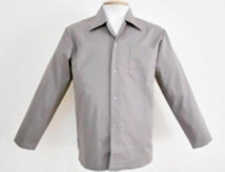 Camisa brim cinza, manga longa, tamanho G, 54, sem botão, SANTANENSE UNILEVE