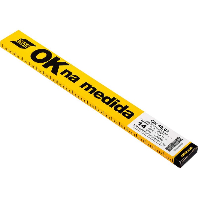 Eletrodo revestido para aço carbono, caixa com 14 varetas, E7018, com 3,25 mm, OK 48.04, 0309887