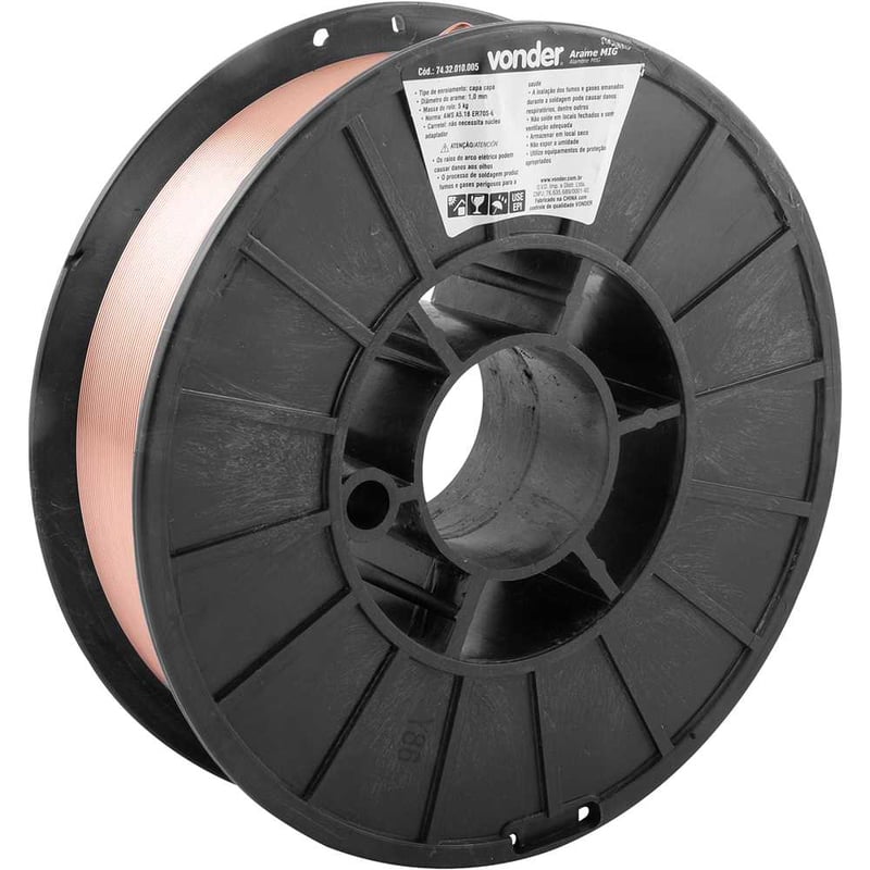Arame MIG/MAG 1,0 mm, ER70S-6, carretel plástico com 5 kg