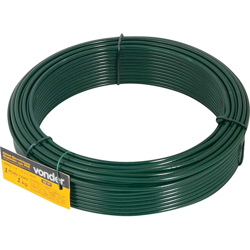 Arame revestido com PVC, verde, BWG 14, 1 kg