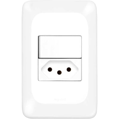 Conjunto com 1 interruptor paralelo e 1 tomada 2P+T, 10 A, LGX202, PIAL POP