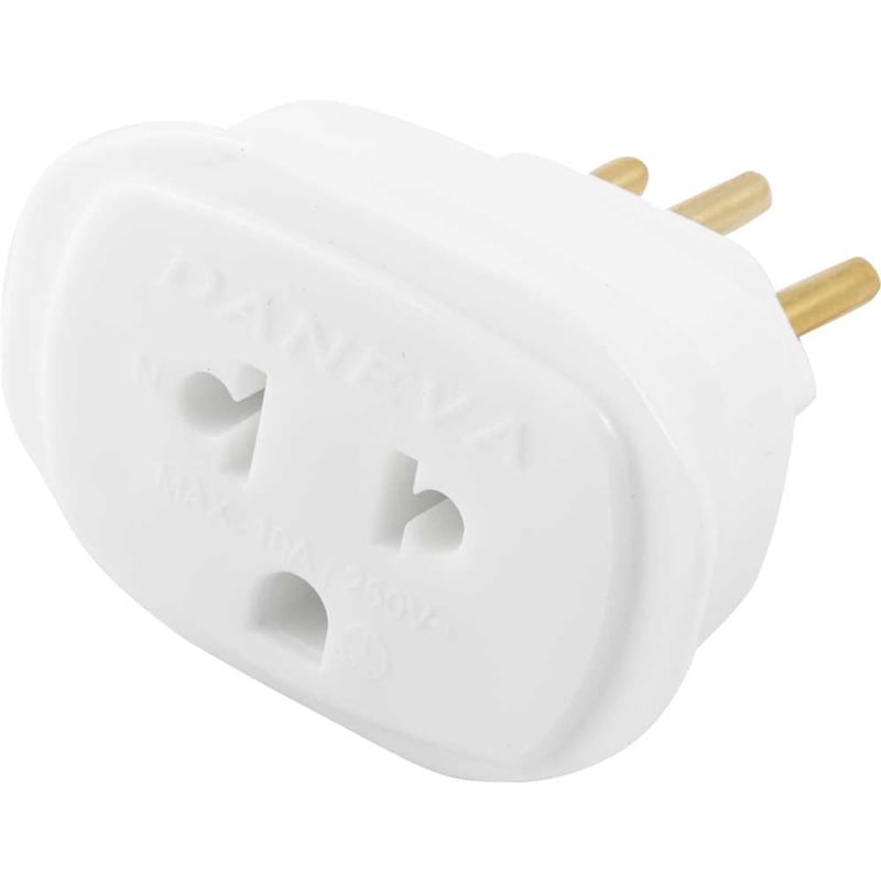 Plugue adaptador 3P universal redondo, branco, 1662