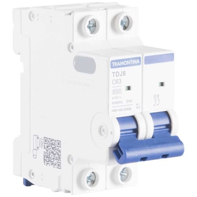 Mini disjuntor 2 polos, 63 A, 6 kA, TDJ6, 58012141