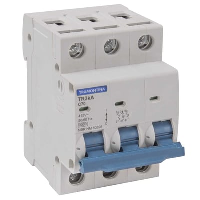 Mini disjuntor 3 polos, 70 A, 3 kA, TR3KA, 58013012
